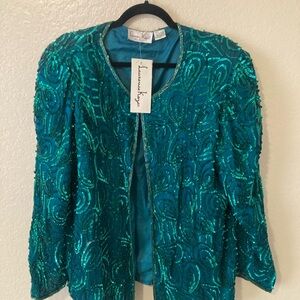 Laurence Kazar Teal Embellished Jacket